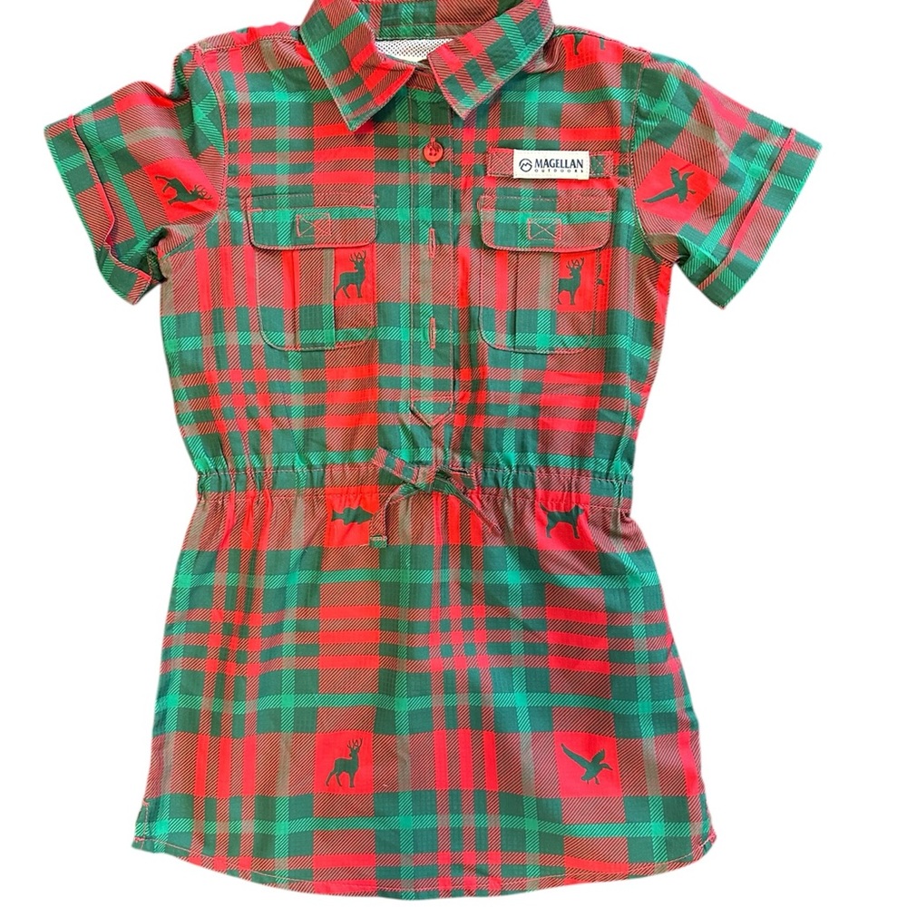 Magellan Outdoors Kids Plaid Dress - Green and Red